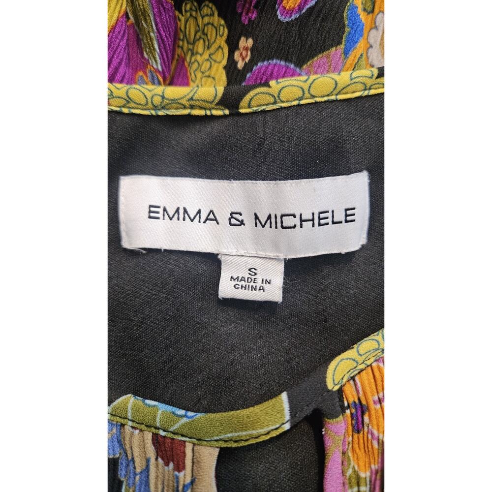 Emma & Michele Dress SM 3/4 Sleeves Pullover Floral Crinkle Bodice/Sleeves RETRO - Picture 8 of 10